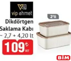VİP AHMET DİKDÖRTGEN SAKLAMA KABI 2,7 + 4,20 L 2'Lİ